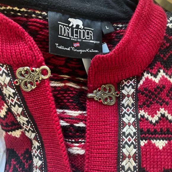 NORLENDER made Norway red fair isle Voss cardigan - Picture 10 of 11